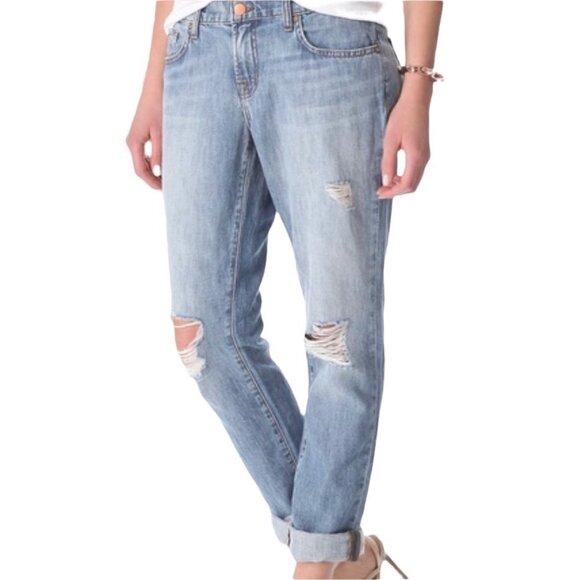 J Brand Womens Light Wash Distressed Relaxed Aidan Larkin Straight Jeans Size 26 - Picture 1 of 9